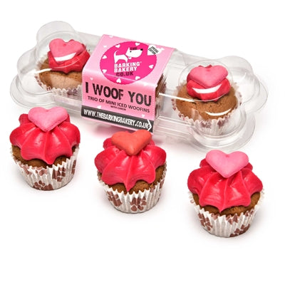 The Barking Bakery I Woof You Valentinstag Mini-Woofins Trio – Hunde-Muffins sortiert