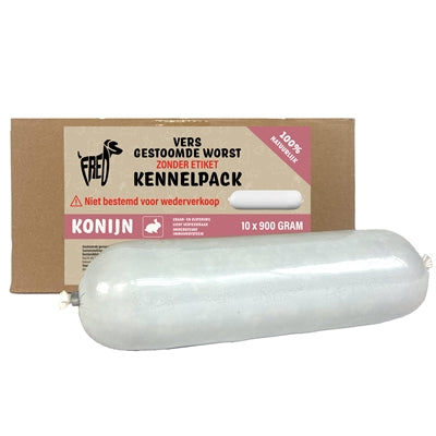 Freds gedämpfte Frischfleischwurst Kaninchen Kennelpack – glutenfreies Nassfutter für Hunde