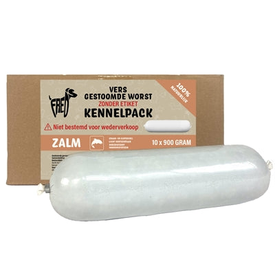 Freds gedämpfte Frischfleischwurst Lachs Kennelpack – getreidefreies Nassfutter für Hunde