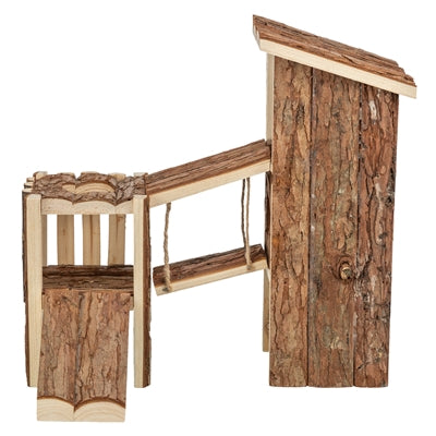 Trixie Spielplatz Taifune für Nager Detailansicht – Holz-Kletterspielplatz Hamster Seitenansicht