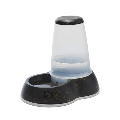 Savic Loop Marmor Trinknapf Seitenansicht – eleganter Katzennapf Designdetail schwarz-gold