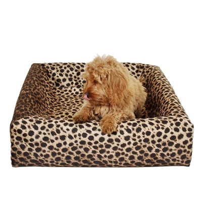 Bia Premium Hundebett-Bezug Leopardenmuster Detailansicht – waschbarer Bezug Nahaufnahme
