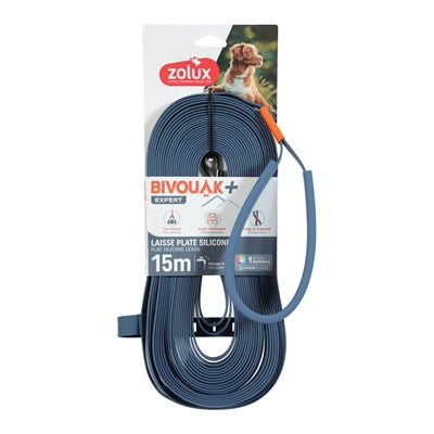 Zolux BVK Troll Flach Silikon Blau Detailansicht – flexible Silikonleine für Hunde in Blau