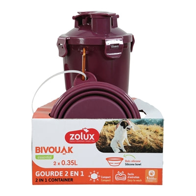 Zolux BVK 2in1 Reiseset Rot Detailansicht – kompaktes Futter- und Wassernapf-Set für unterwegs
