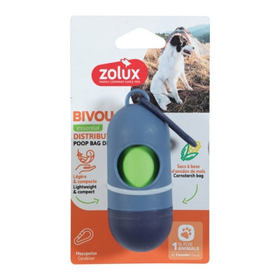 Zolux BVK Kotbeutelhalter blau mit 15 Hundekotbeuteln – Gassi-Zubehör