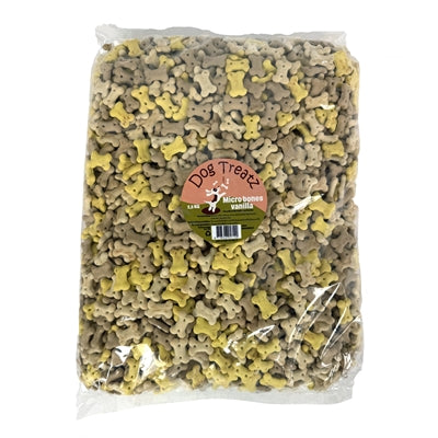 Dog Treatz Vanille-Mikroknochen – Nahaufnahme Knochenform und Größe