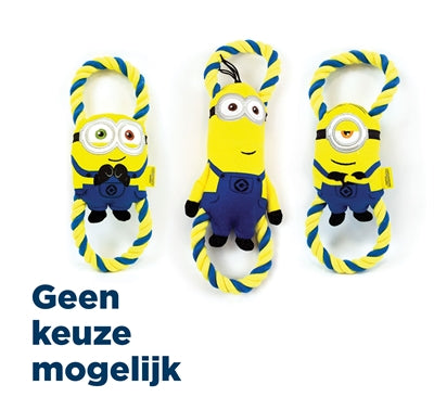 Minions Bob Stuart Kevin Plüsch am Seidenseil – Hundespielzeug-Set Frontansicht