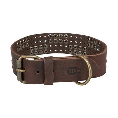 Trixie rustikales Lederhalsband mit Nieten – Nahaufnahme Lederqualität