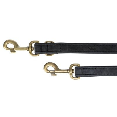 Lederleine Trixie Hund schwarz verstellbar Karabiner Seitenansicht