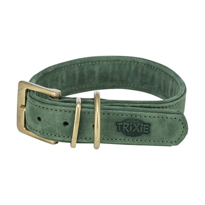 Trixie Lederhalsband salbeigrün Hund Verschluss Detail