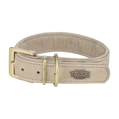 Trixie Hundehalsband Aus Reinem Leder Hellgrau