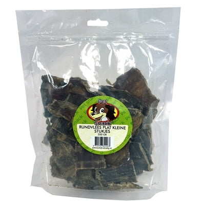 Getrocknete flache Stücke von Petsnack als Hundesnack, Seitenansicht
