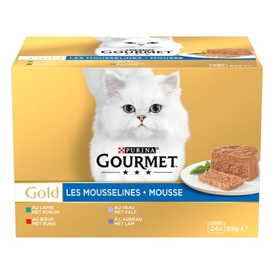 Gourmet Gold Mousse Katzennassfutter Kaninchen Rind Kalb Lamm Multipack