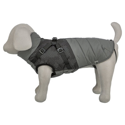 Hundemantel Trixie Pontis Reflect Grey – Rückenansicht reflektierende Streifen