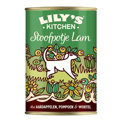 Lily's Kitchen Lammkochtopf Nassfutter für Hunde mit Lamm, Dose Frontansicht