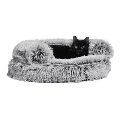 Croci zweifarbiger Katzenkorb Sofa schwarz, Seitenansicht mit Polsterung