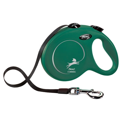 Flexi Rollleine Classic Band olivgrün für Hunde Frontansicht
