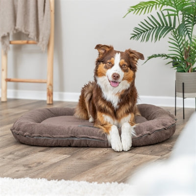 Trixie Hundekissen Lennox oval braun Verpackung und Pflegehinweise