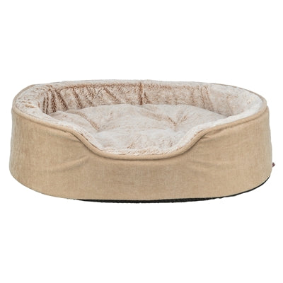 Trixie Vital Hundekorb Lino Soft oval beige – orthopädisches Hundebett mit Memory-Schaum