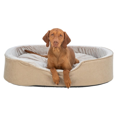 Trixie Hundekorb Lino Bezug Detail – hochwertiger Chenille-Stoff in Beige