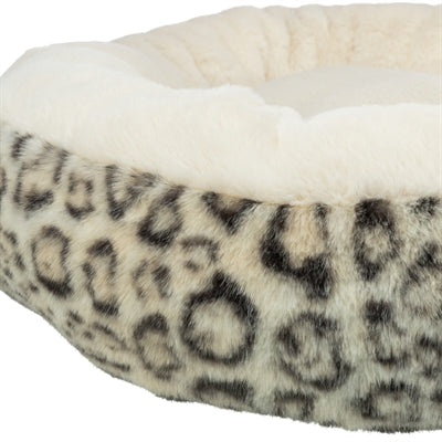 Hunde-Donut-Korb Trixie Leo rund Panther-Druck creme Seitenansicht