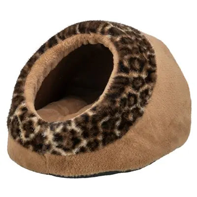Trixie Katzenkorb Iglu Leo Plüsch Braun / Pantherdruck