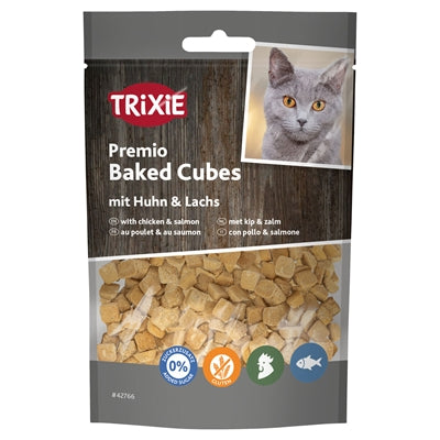 Trixie Premio gebackene Würfel mit Huhn und Lachs Katzensnack – Frontansicht