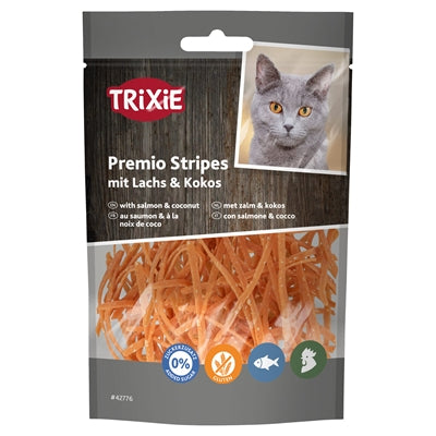 Trixie Premio Katzensnack Streifen mit Lachs und Kokosnuss – natürliche Leckerli