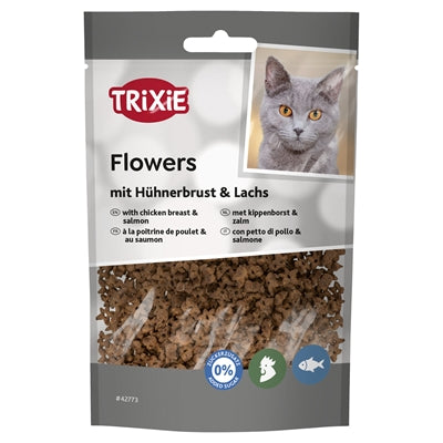 Trixie Blumen Katzensnack mit Hühnerbrust und Lachs Frontansicht