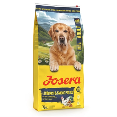 Josera Adult Huhn Süßkartoffel getreidefrei Rückseite mit Zusammensetzung
