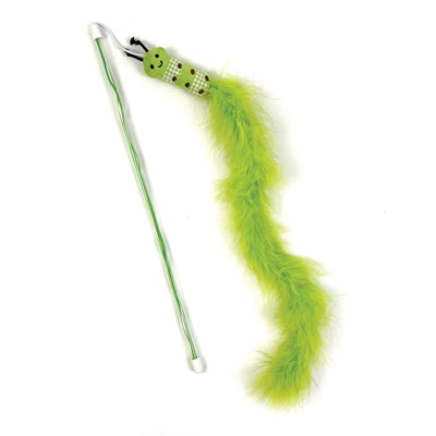 Happy Pet Katzenangel mit Raupe grün – interaktive Spielangel mit Plüsch-Raupe