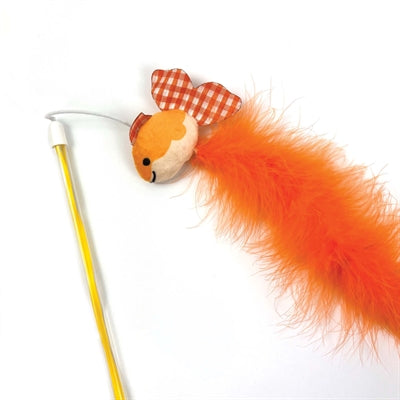 Happy Pet Tabby Patch Goldfisch Angelrute – biegsame Katzenangel mit Plüschfisch