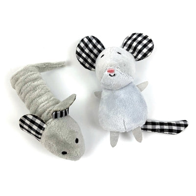 Happy Pet Mäuse Katzenspielzeug – 2er-Set Plüschmäuse mit Federn und Katzenminze