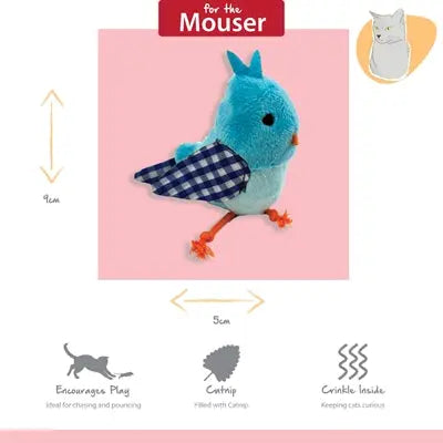 Happy Pet Tabby Patch Vogel Blau