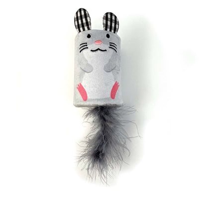 Happy Pet Maus Rassel und Roller grau – rollendes Katzenspielzeug in Mausform