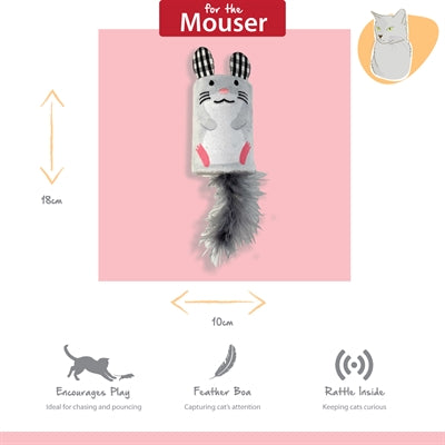 Happy Pet Maus Rassel Detail grau – verspieltes Katzenspielzeug mit Rasselfunktion