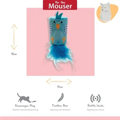 Happy Pet Tabby Patch Vogel Rasseln Und Rollen Blau