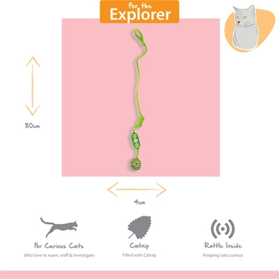 Happy Pet Bungee Erbse Detail – verspieltes Spielzeug zum Aufhängen für aktive Katzen