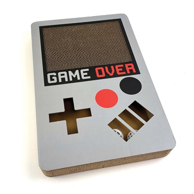 Happy Pet Kratzmatte Gameboy aus Pappe – verspielte Kratzmatte mit Rasselkugeln für Katzen