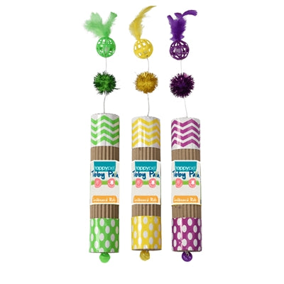 Happy Pet Karton-Roller mit Spielzeug – Kratzmatte und Spielzeug für verspielte Katzen