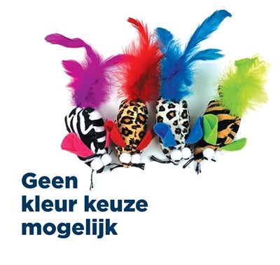 Happy Pet Safari Maus Katzenspielzeug mit Federn – buntes Plüsch-Spielzeug für Katzen