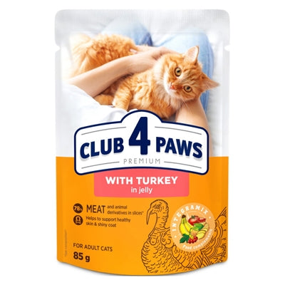 Club 4 Paws Premium Katzen-Nassfutter Truthahn in Gelee für erwachsene Katzen