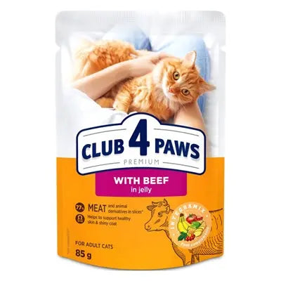 Club 4 Paws Premium-Beutel Für Erwachsene Rindfleisch In Gelee