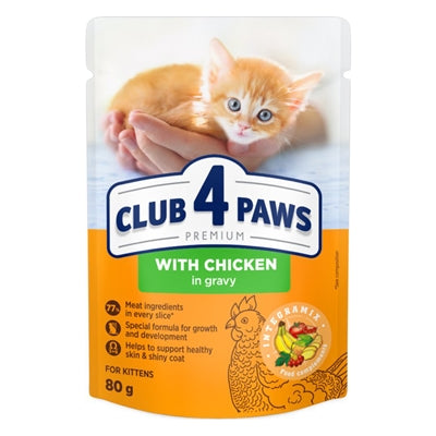 Club 4 Paws Premium Nassfutter für Kätzchen mit Huhn in Bratensoße
