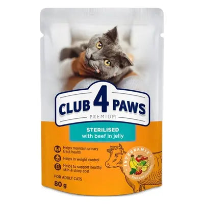 Club 4 Paws Premium-Rindfleisch In Gelee, Sterilisiert, In Beuteln Für Erwachsene