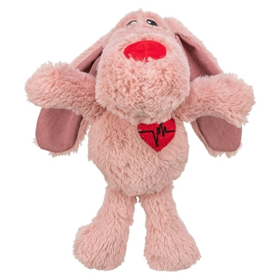 Trixie Hund Herz Plüsch Hundespielzeug rosa mit rotem Herz zum Kuscheln