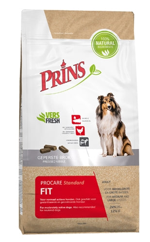 Prins ProCare Standard Fit Hundefutter Verpackung Rückseite – Trockenfutter Zusammensetzung Inhalt
